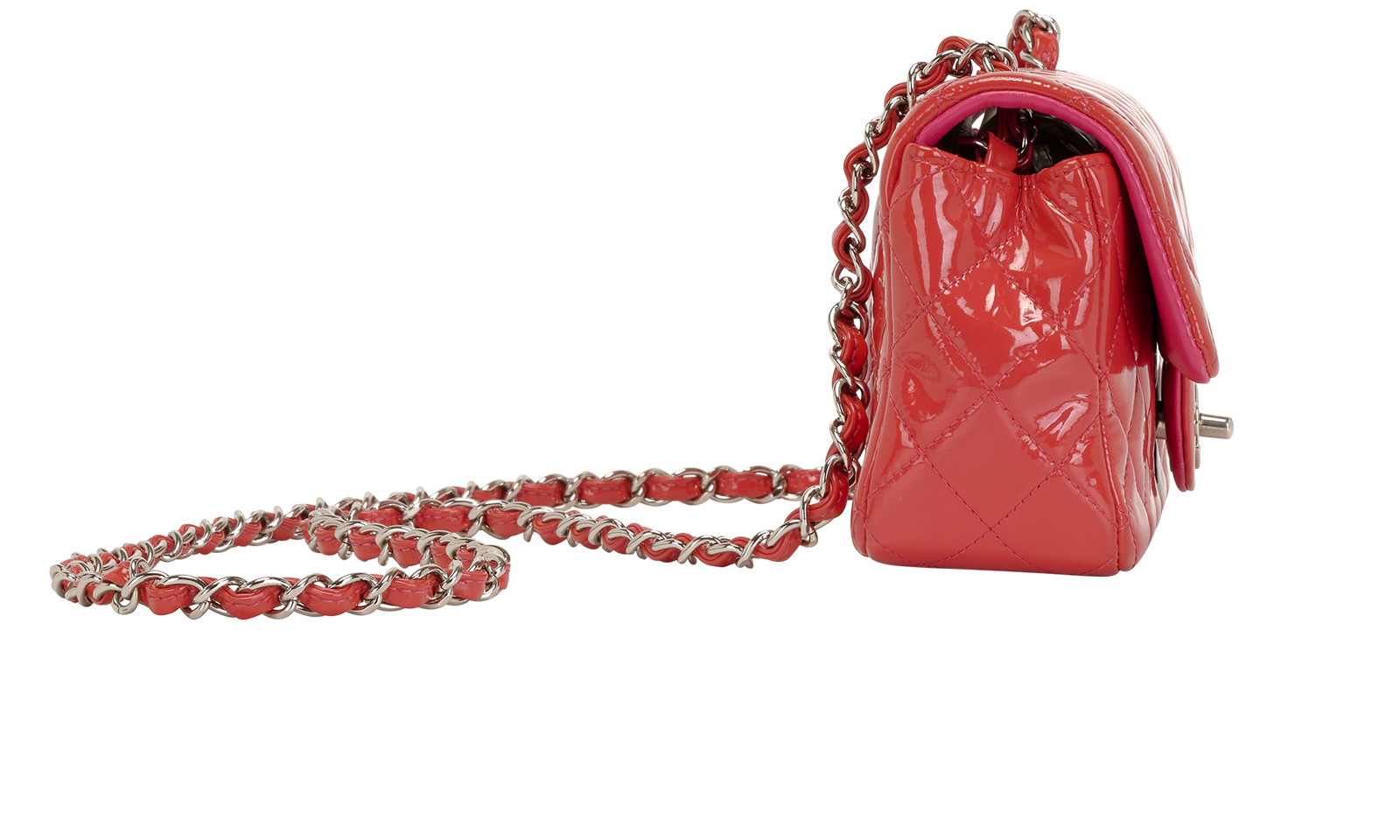 Mini Rectangular Flap, &pound;3,400, Handbags, Red, Patent Leather, Side view